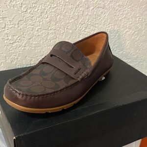 Coach Men's Dark Brown Signature Penny Loafers